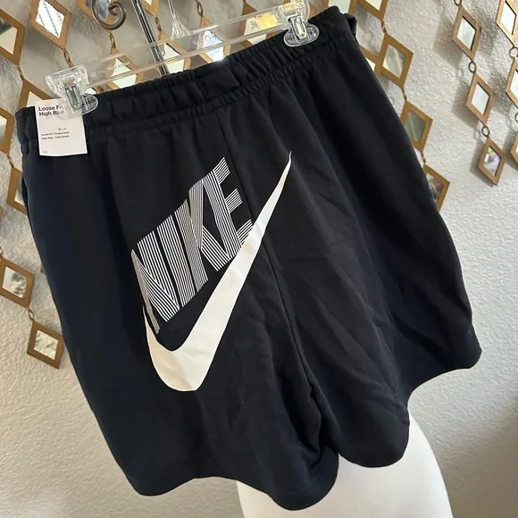 Nike Black Ribbon Shorts and White Ribbon T-Shirt Set